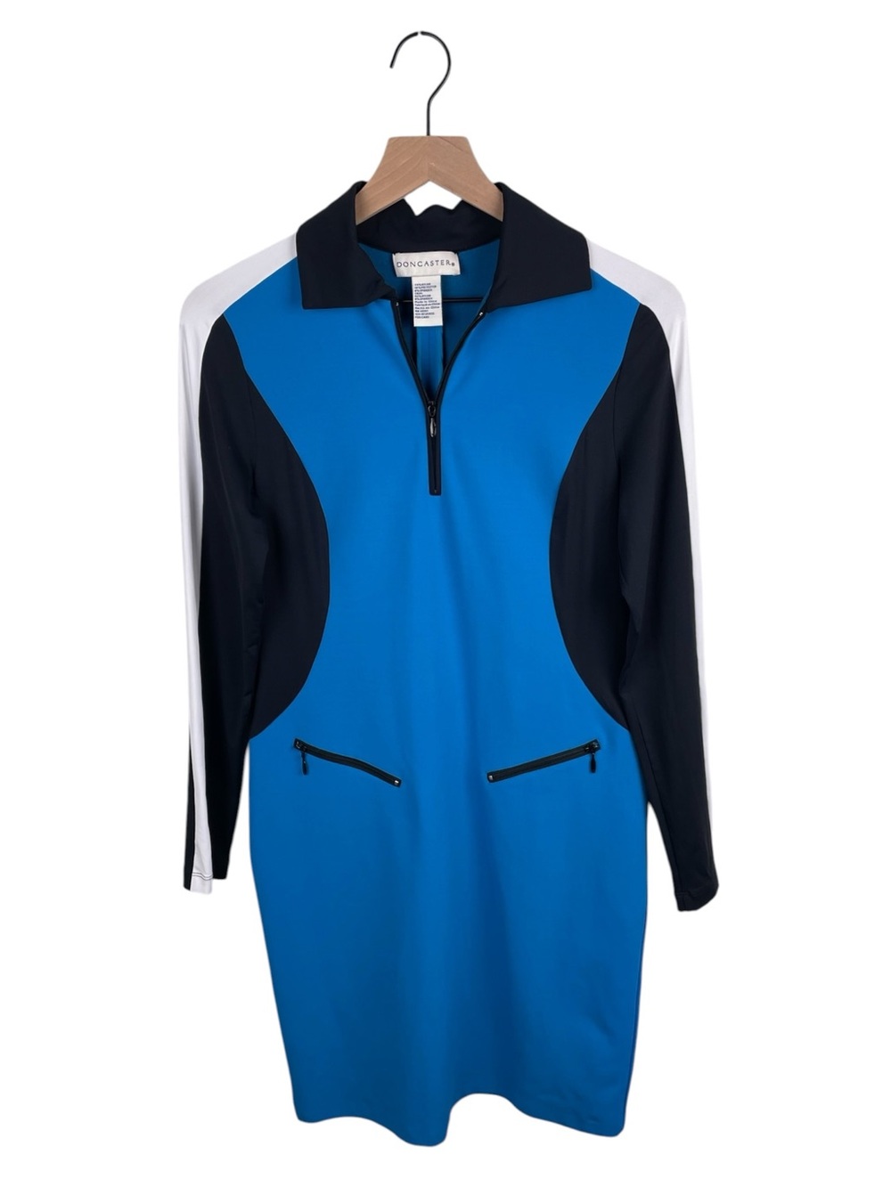 Doncaster Quarter Zip Collar Athletic Dress Size 2 Blue Colorblock Sporty Preppy